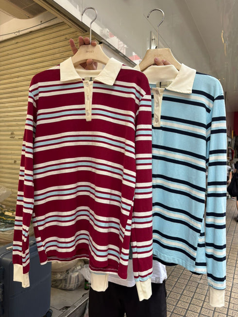 Stripes Long Sleeves Polo Shirts